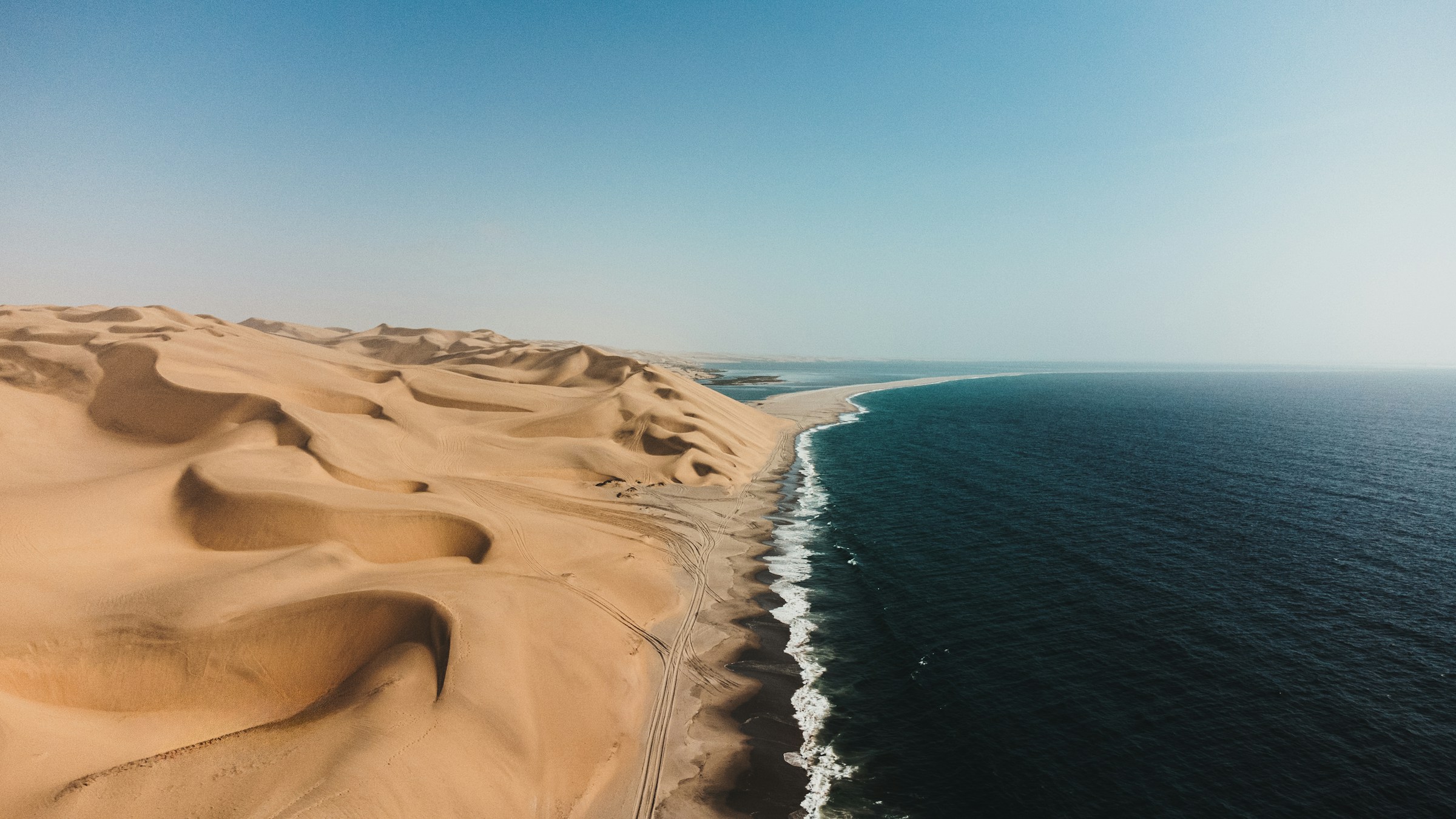 Sandwich Harbour dunes beside the Atlantic Ocean